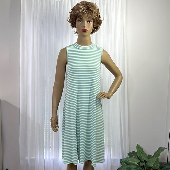 a:glow Dresses & Skirts - A:Glow Green Striped Dress Large NWT